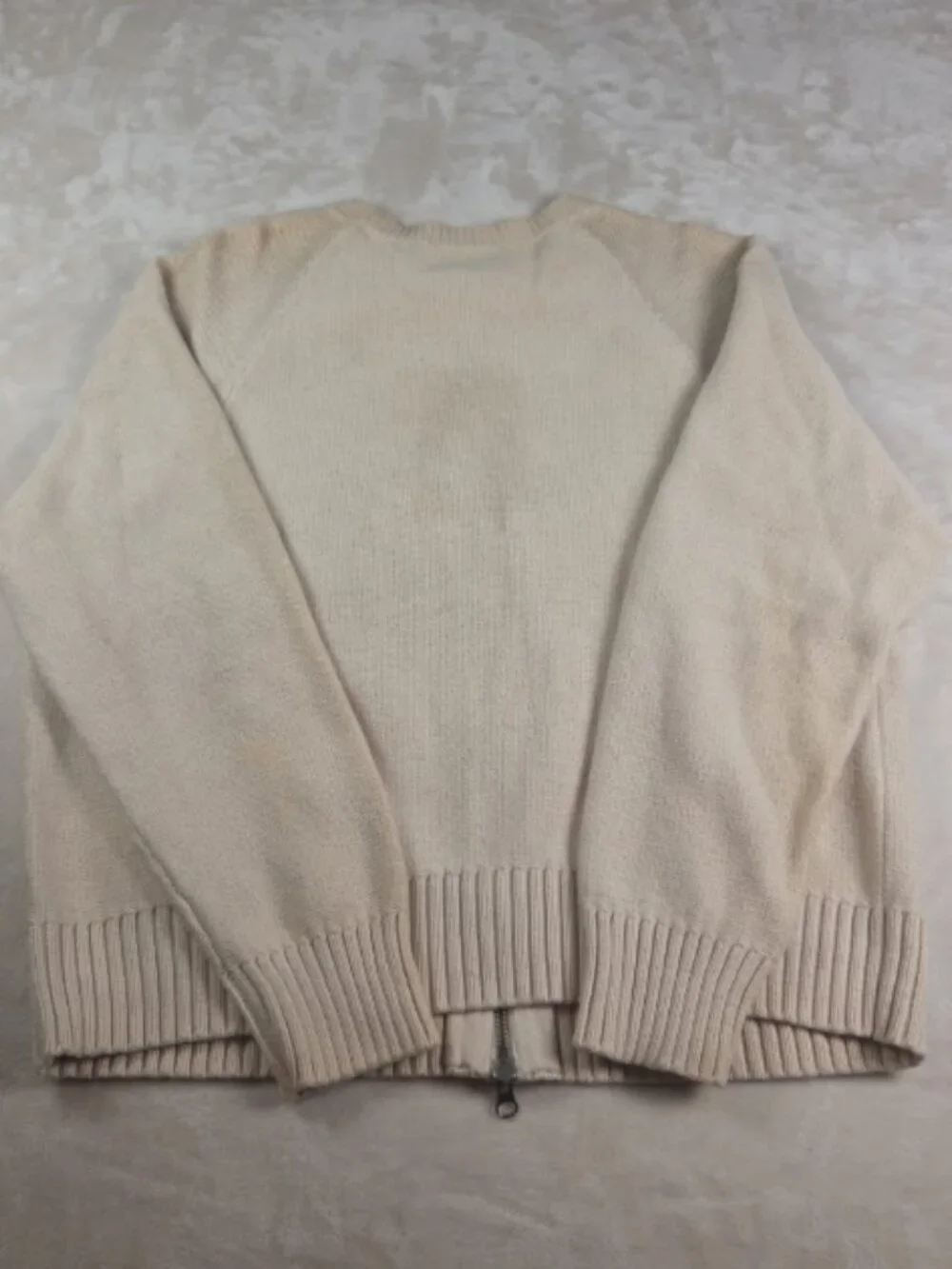 Sonoma Large 100% Cotton Full Zip Knit Sweater Cream Oatmeal Cardigan